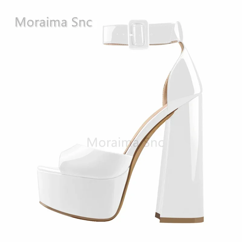 Women Sandals Women High Heels Peep Toe Chunky Platform Women's Sandals Square Heels Ankle Strap High Heels Sandals Summer Black and White Stripes Party Shoes