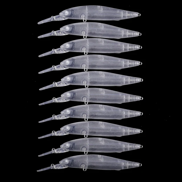 10PCS Unpainted Hard Lure Blanks - 6.1cm Crankbait Bodies For DIY Painting, Trout Bass Fishing
