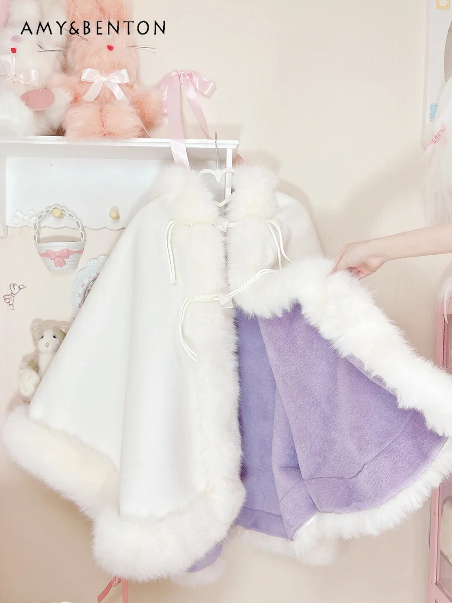 Lolita Cloak Thickened Wool Coat Women Winter New Japanese