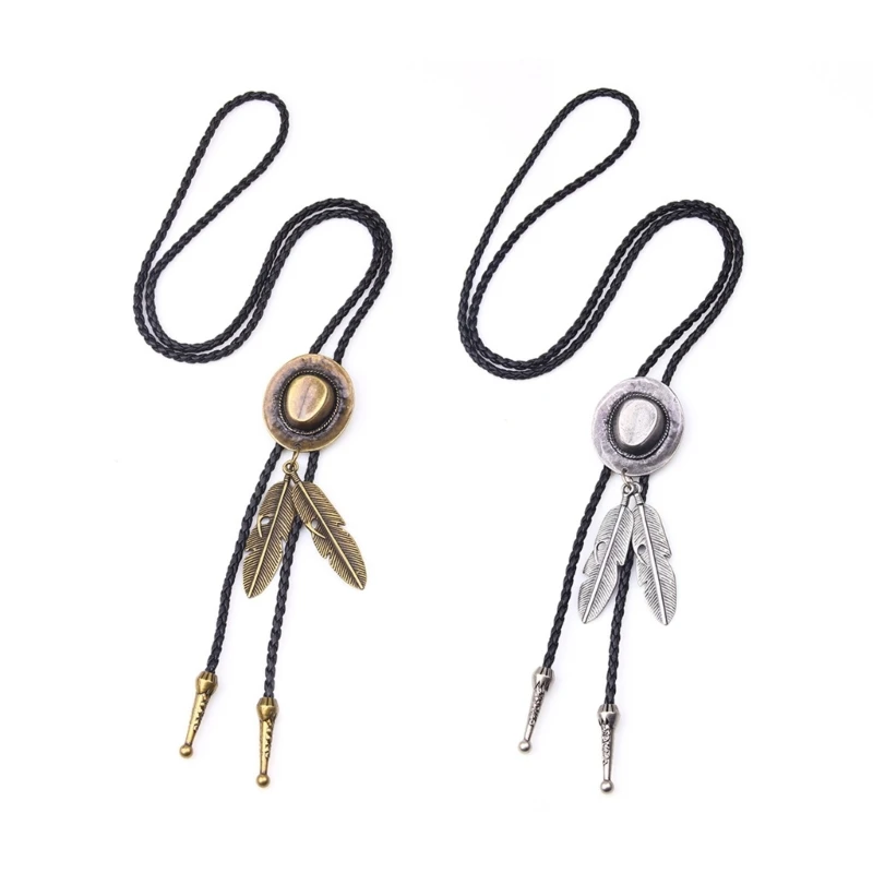 

Country Bolo Tie Feathe Cowboy Hat Necktie Necklace Costume Accessory