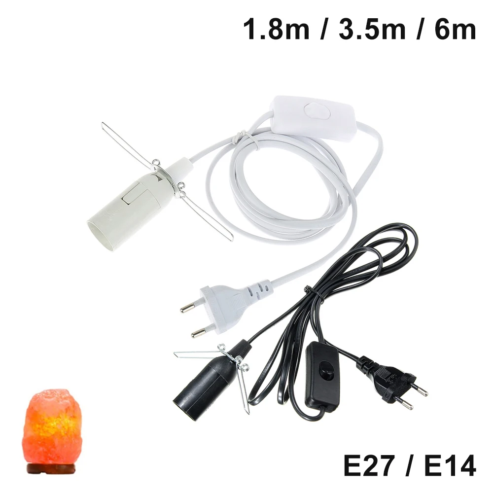 EU Power Cord Cable E14 E27 Socket Lamp Base Switch Wire Pendant LED Bulb E14 Hanglamp Suspension Holder