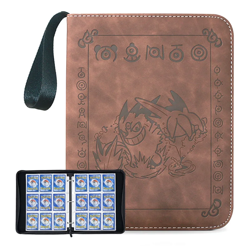

Anime Pokemon Ptcg Charizard Gengar Large Nine-Grid Card Book with Transparent Loose-Leaf Zipper Large Capacity Birthday Gift