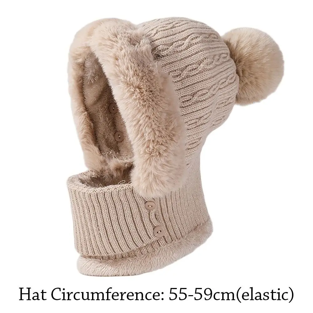 Solid Color Ski  Neck Warmer Beanie Cap Knitted Hat Face Cover