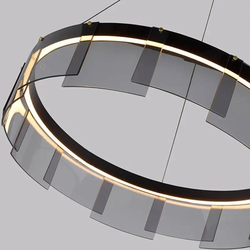 Stratos LED Chandelier modern glass LED light luxury minimalist light design for dining room hall bedroom rings chandelier