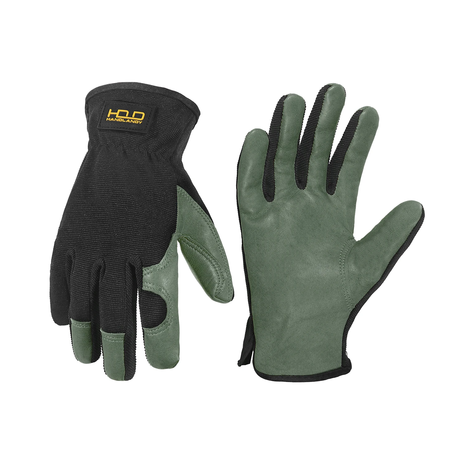HANDLANDY Leather Gardening Gloves Utility Work Gloves for Mechanics Construction Driver Dexterity Breathable Design work gloves,protective gloves,gardening gloves