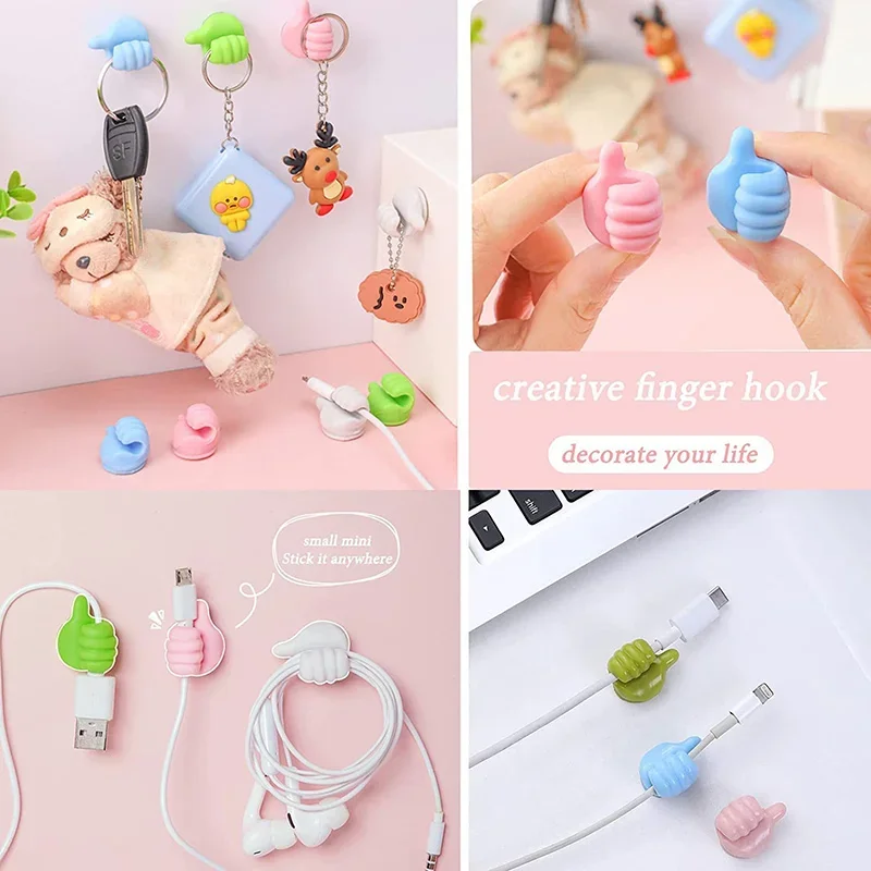 Self Adhesive Silicone Thumb Wall Hooks Multifunctional Cable Clip Key Home Hook Wall Storage 5/10Pcs wall mount hooks self adhesive hooks multi purpose hooks adhesive wall hook wall organizer hook