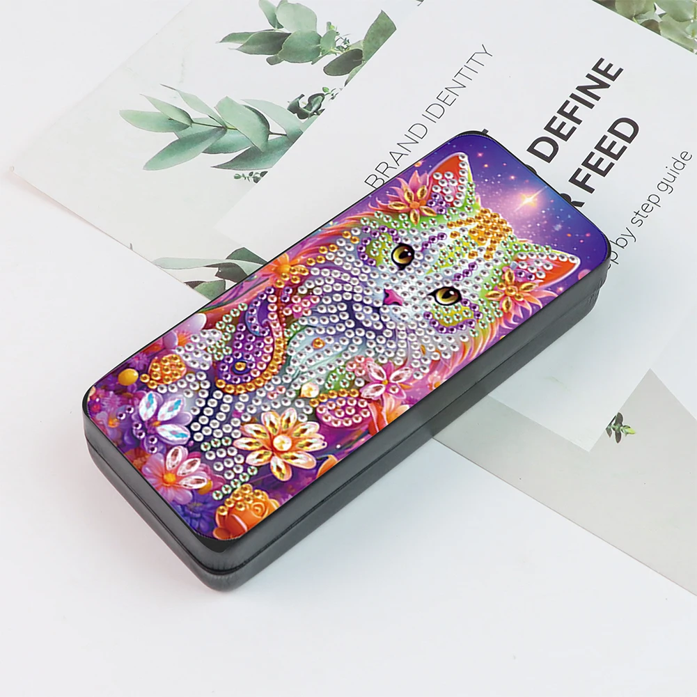 Diamond painting Diamond painting accessories Diamond art painting kit Diamond painting set 1Pcs Flower Animal Leather 5D Diamond Painting Sunglass Case DIY Diamond Sunglasses Storage Box for Art Craft