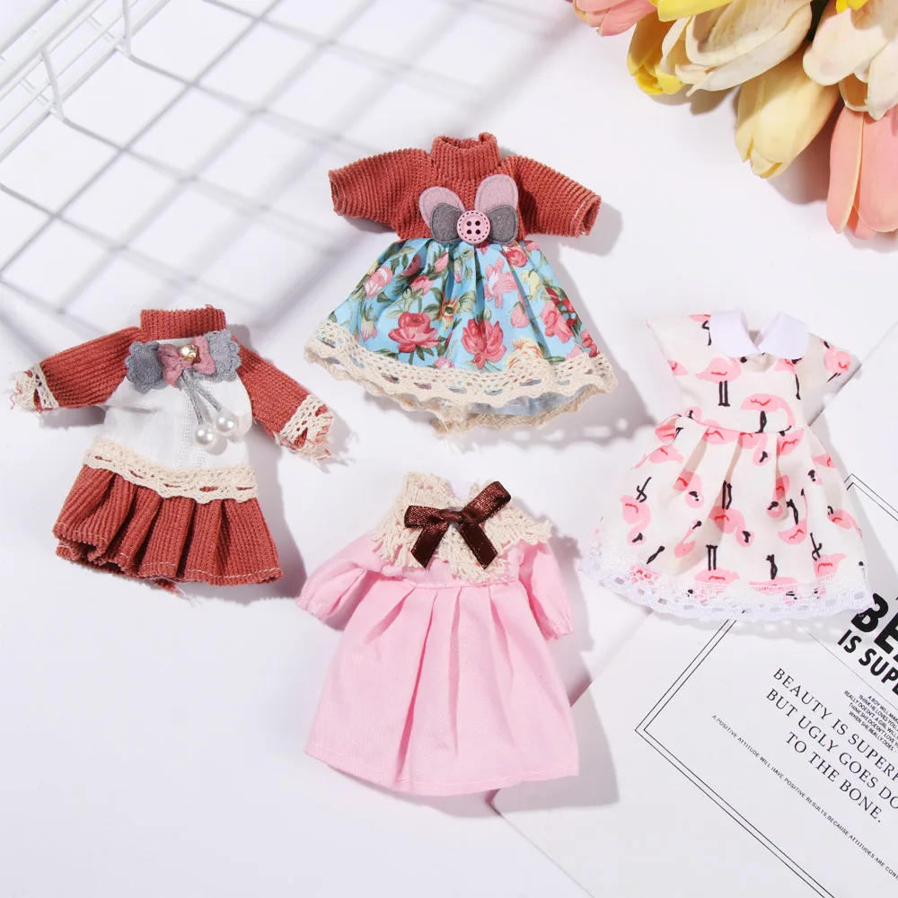 16cm Doll Clothes Cute Princess Dress For 1/8 BJD Doll Tops T-shirt Hoodies Jeans Pants Suit Lace Knitted Sweater Skirt Gift Toy 4