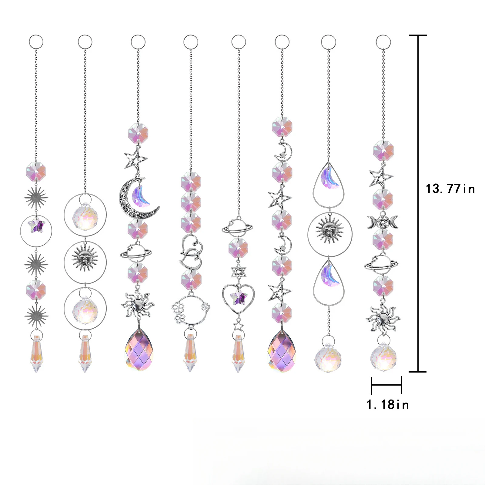GalaxyStar Moon Crystal Wind Chime Pendant for Home Decor Outdoor Garden Suncatcher Holiday Party Supplies