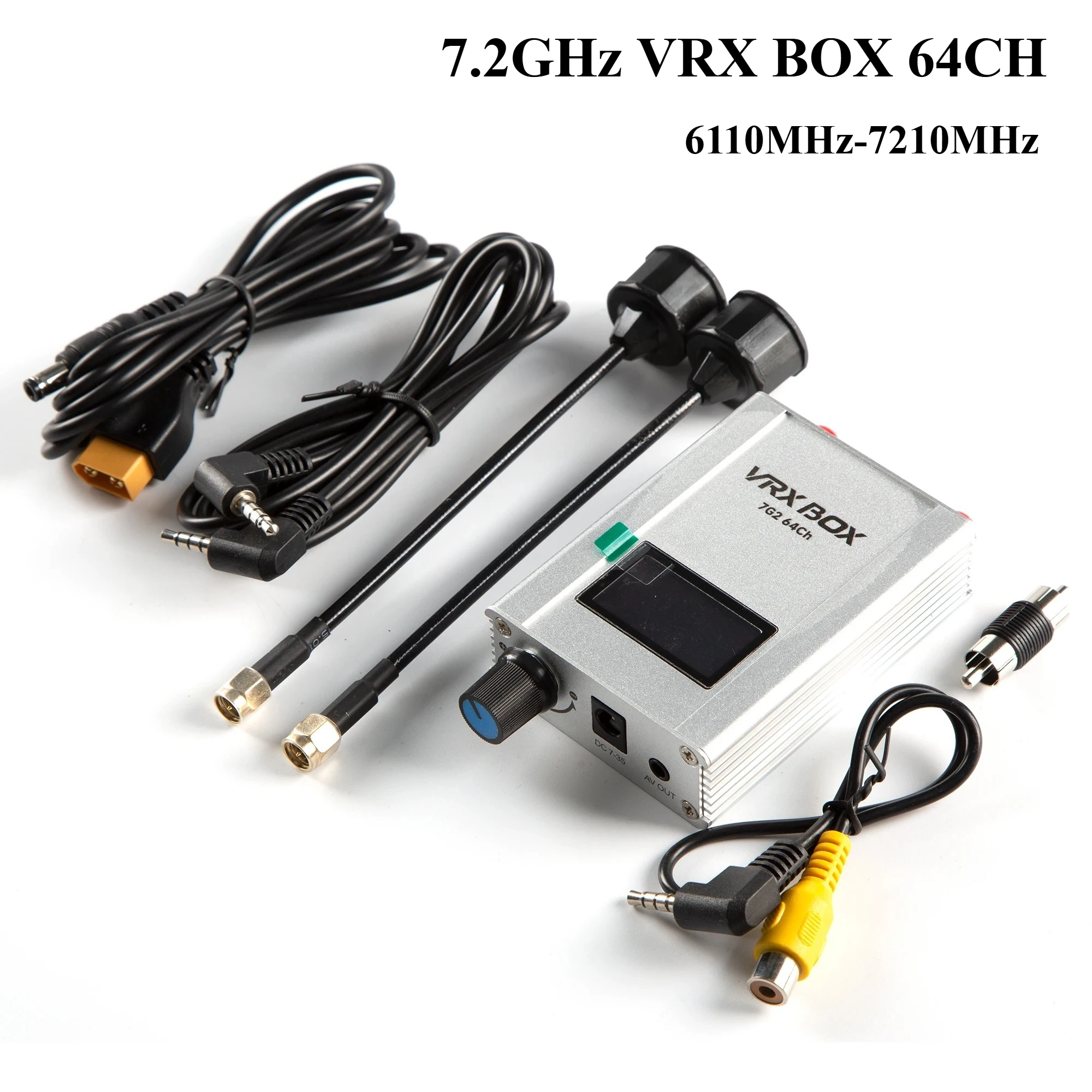 Récepteur FPV VRX Box posé sur une table, montrant ses dimensions compactes et sa construction robuste.