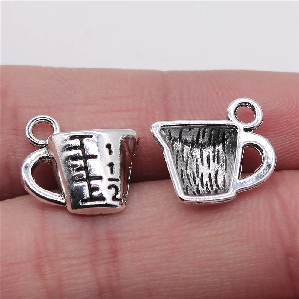 

200pcs 14x15mm Measuring Cup Pendant Charms Wholesale Antique Silver Color For Jewelry Making Zinc Alloy Jewelry Findings