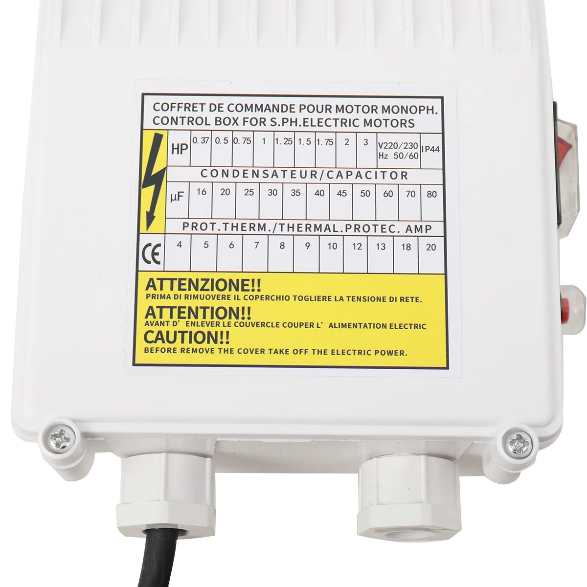 750 W 35 uf Pumpen-Steuerbox, integrierter Wärmeschutz-Leistungsschalter-Controller für Tiefbrunnen-Tauchsaugpumpen 8 A – Detail 20
