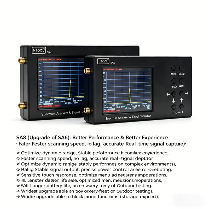 HTOOL SA8/SA6 휴대용 스펙트럼 분석기 35MHz-6200MHz Wi-Fi GSM LTE 테스트용 RF 신호 발생기 (스펙트럼 분석기)