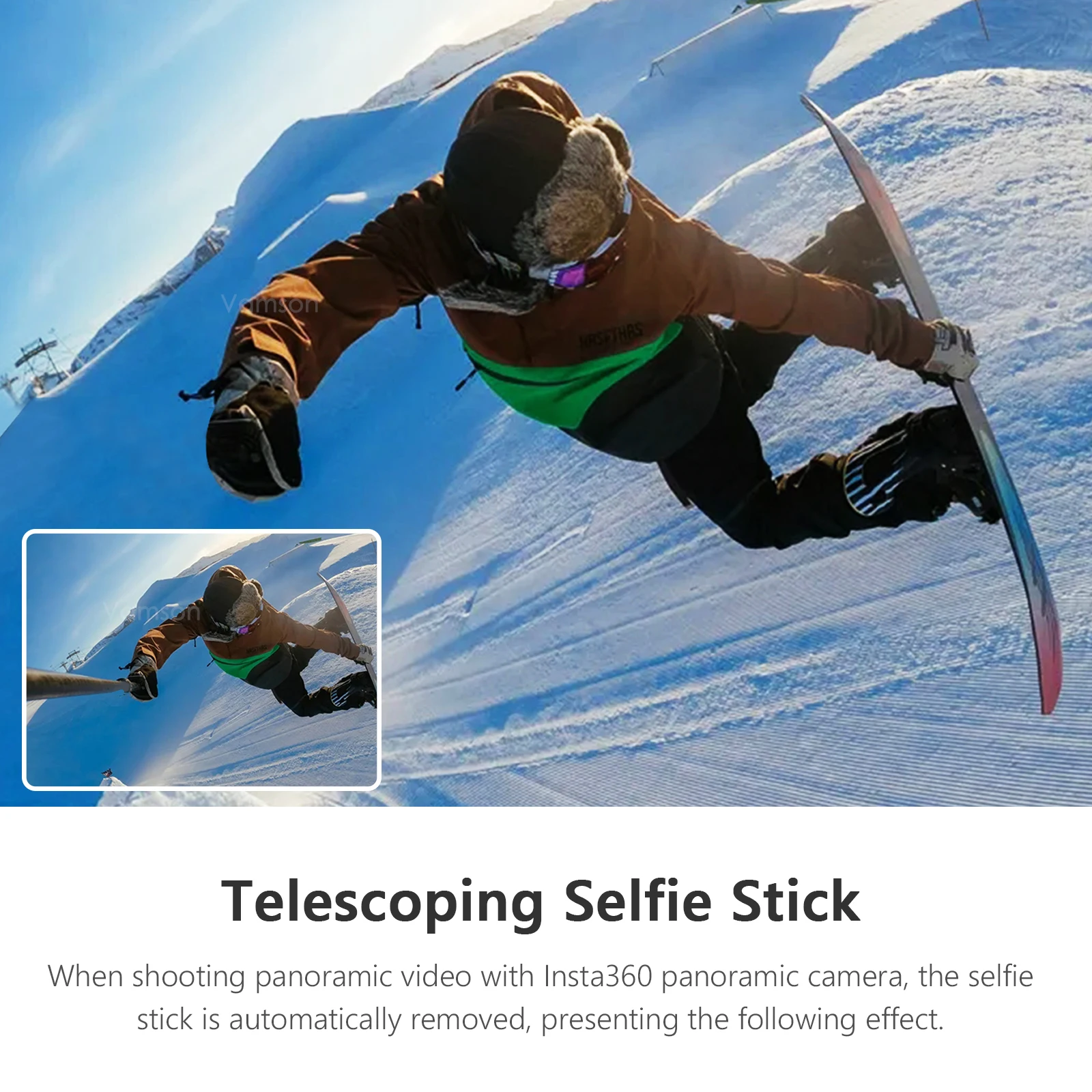 Vamson Invisible Selfie Stick For Insta360 X3 Rotating Bullet Time Handheld Tripod For Insta 360 ONE X2 ONE RS GoPro Accessories