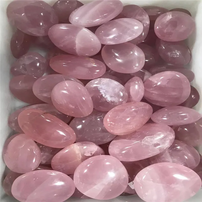 Verkauf von 100% Natürlichen Weißen Kristall-Rosenquarz Handsteinen, Reiki-Heilung Madagaskar-Edelstein Rollstein Geschenk Großhandel – Detail 1