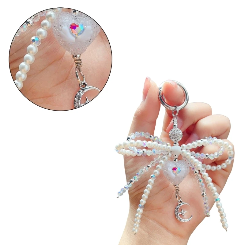 

Fast Reach Fashion Crystal Bowknot Heart Keychain Pendant Sweet Ornament Backpack Decors