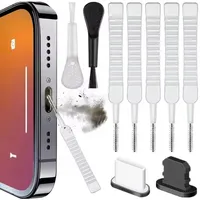 Ensemble de nettoyage de Port de chargement de haut-parleur de téléphone portable, bouchon anti-poussière pour écouteurs iPhone 16 15 14, Kit de nettoyage, brosse pour Samsung Xiaomi 1