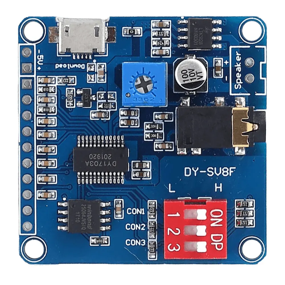 다목적 DY-SV8F 음성 사운드 재생 모듈 UART I/O 트리거 재생 64Mbits 플래시 스토리지 보드 SD/TF 카드용 5W