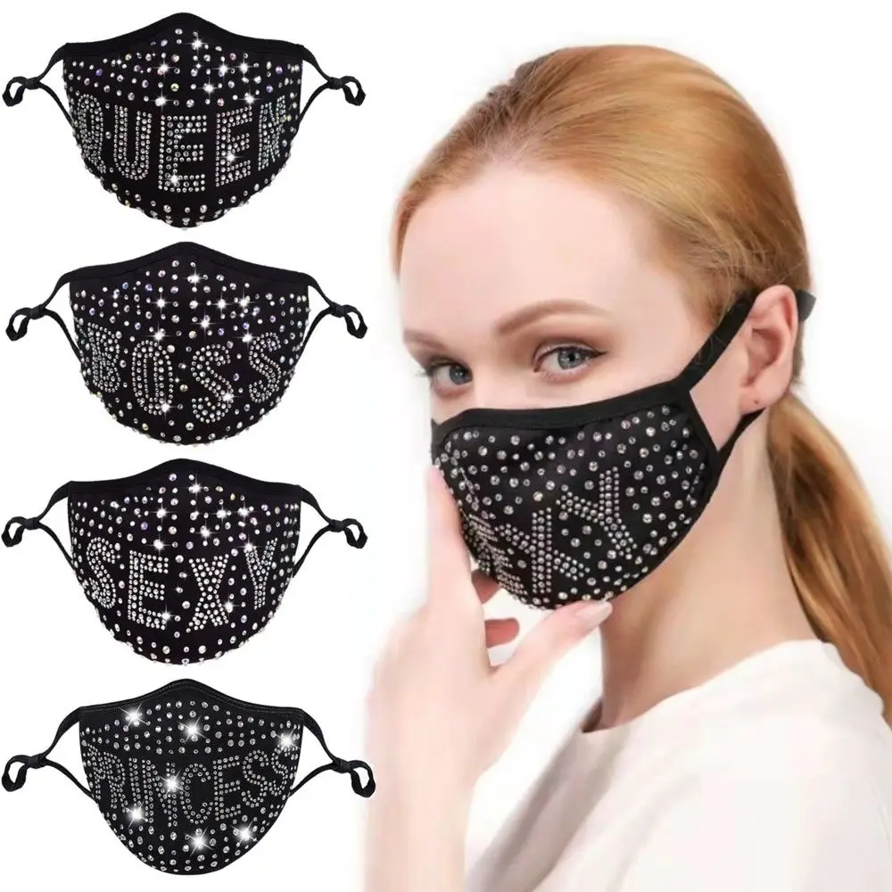 Diamond Sequin Mask Windproof Outdoor Sports Hiking Hanging Ear Lace Sunscreen Face Shield