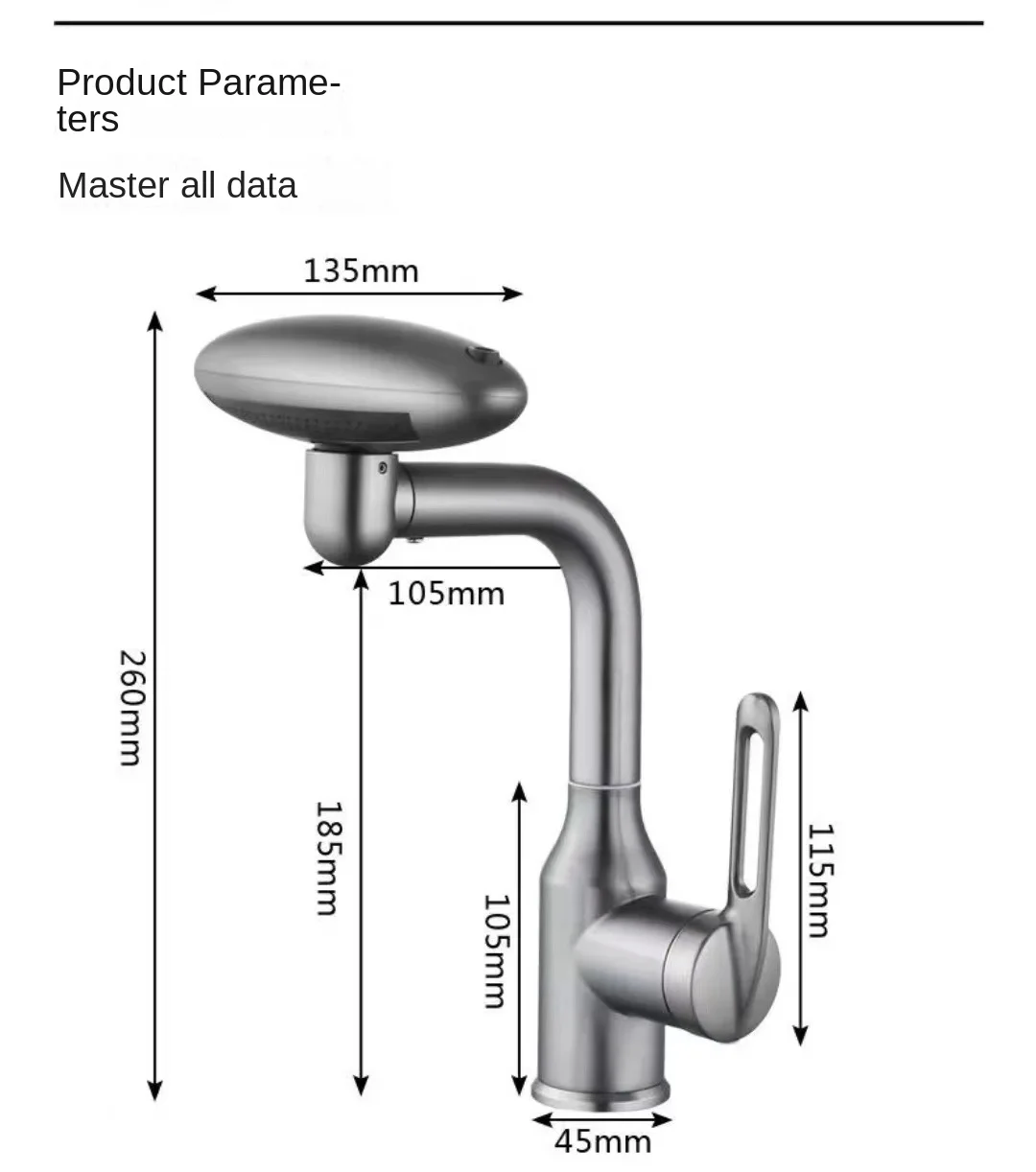 Multi Functional Waterfall Basin Faucet 4 Modes Stream Sprayer Tap