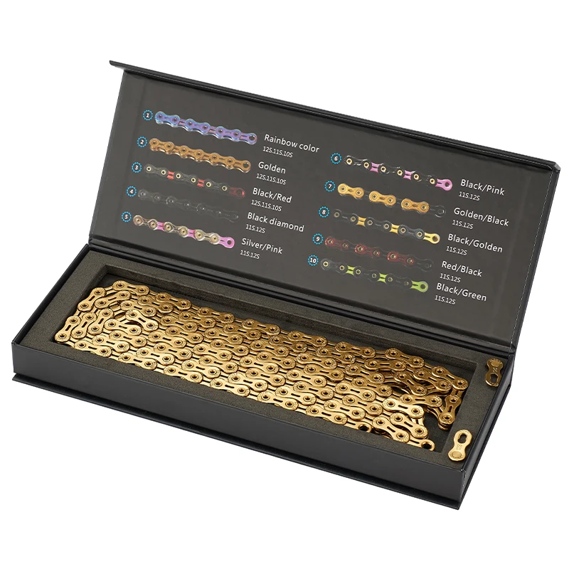 SUMC Bicycle Chain 9 10 11 12 Speed 9s 10s 11s 12s Titanium Ultralight MTB Mountain Road Bike Chains Gold Rainbow Bike Chain bicycle chain bicycle chains