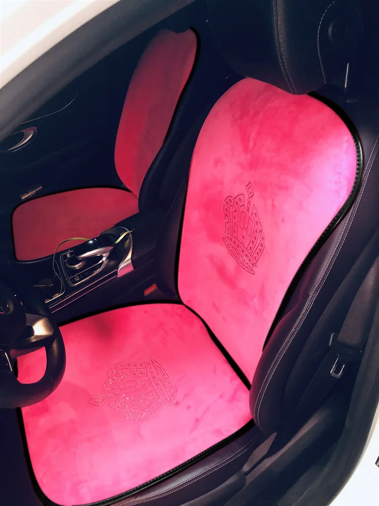 Hot Rose Rosa Bling Auto Zubehör Innen Set für Frauen Mädchen Glitter  Plüsch Warme Automotive Sitzbezüge Kissen Crown Decor - AliExpress