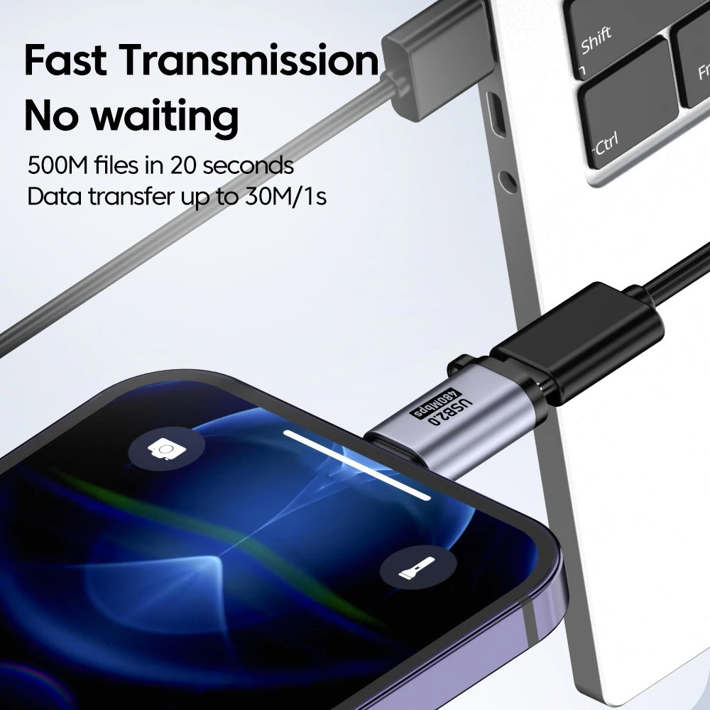 USB to Type C Adapter Type C Adapter IOS to Type C Adapter 2PCS Micro USB Male to USB Type c Female IOS Female to C Male 480Mbps Fast Data Charging Connector