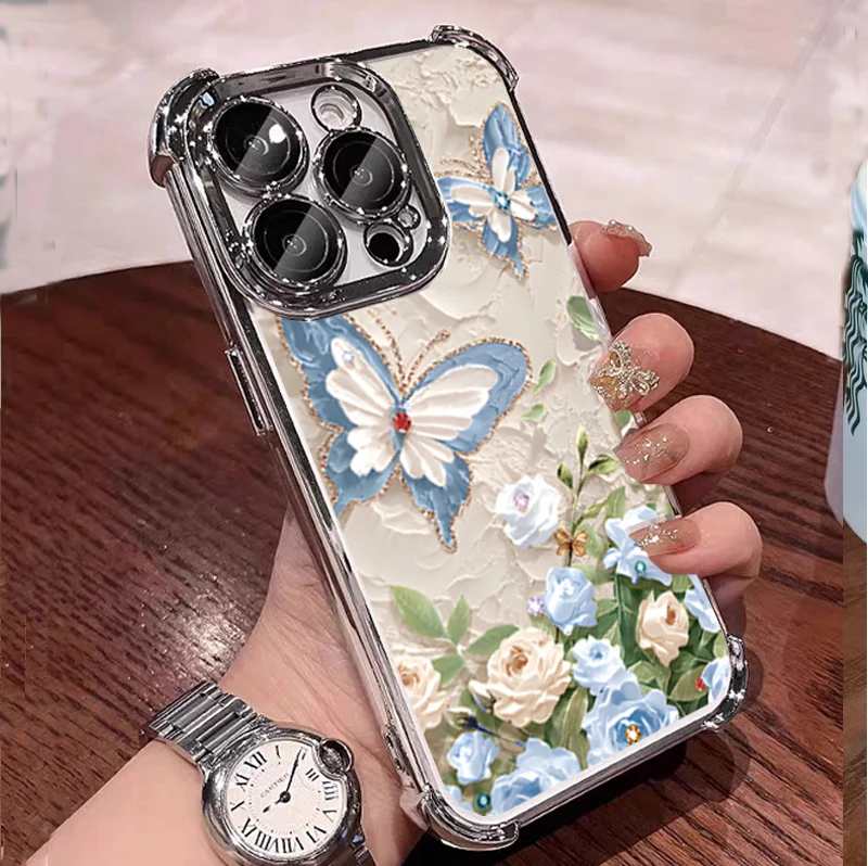 Butterfly Y2K Plating Silicone Shockproof Transparent Phone Case