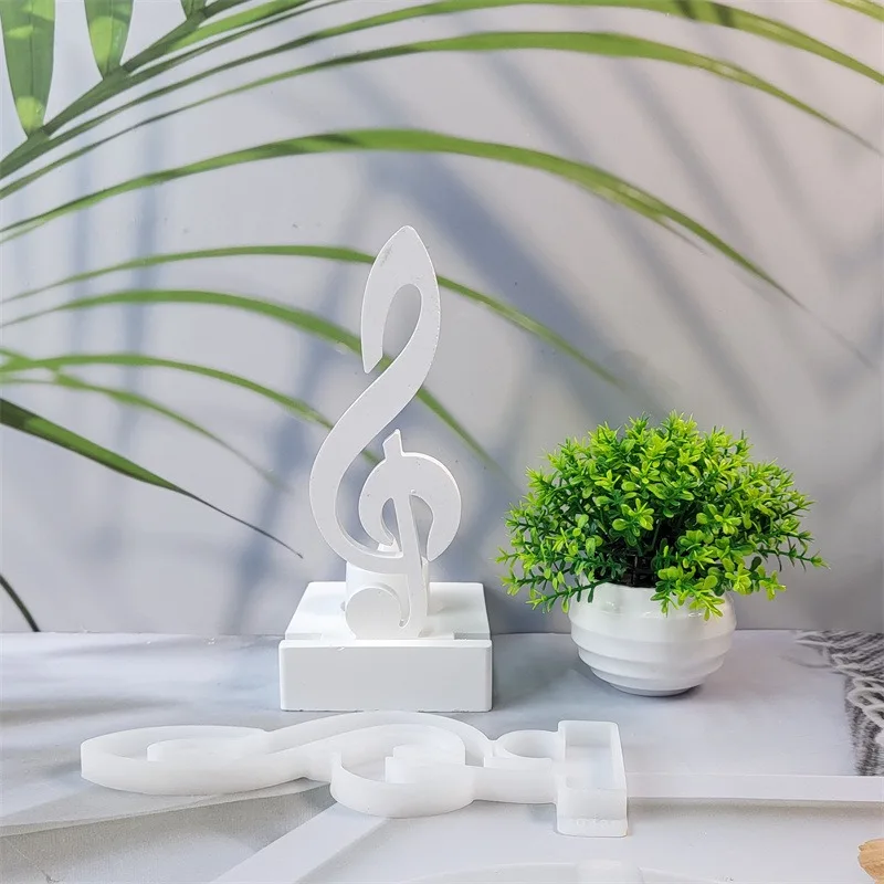 Creative Musical Note Candle Holder Ornaments Silicone Mold DIY Gypsum Concrete Resin Candlestick Making Mould Home Decor
