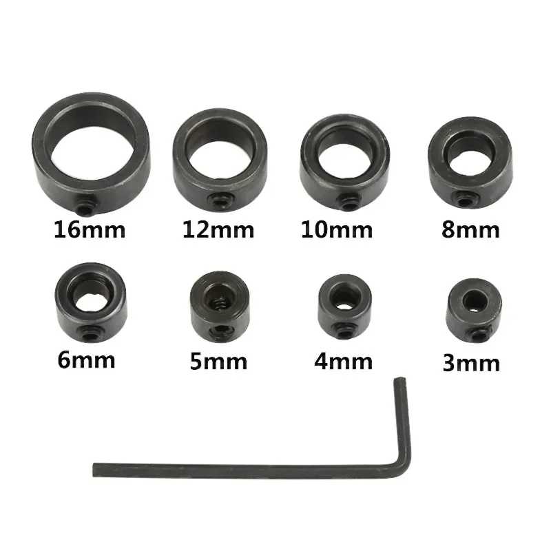 Hot Sell 7Pcs/Lot 3-12mm Drill Bit Depth Stop Collar Ring Positioner Spacing Ring Locator Woodworking Drill Bit Hex Wrench 5