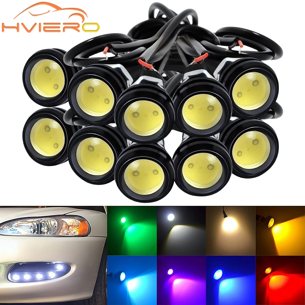 10X 23mm 18mm 9w ojo de águila blanco cálido Dc 12v coche Led diurno Drl Motor de respaldo lámparas de señal de estacionamiento luz antiniebla impermeable