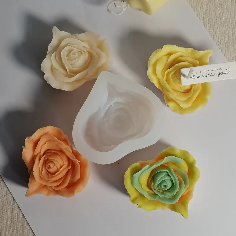 

3D Rose Flower Candle Silicone Mould for Wedding Party Dinner Candle Making DIY Handmade Candles Soap Plaster Resin Wax Mold