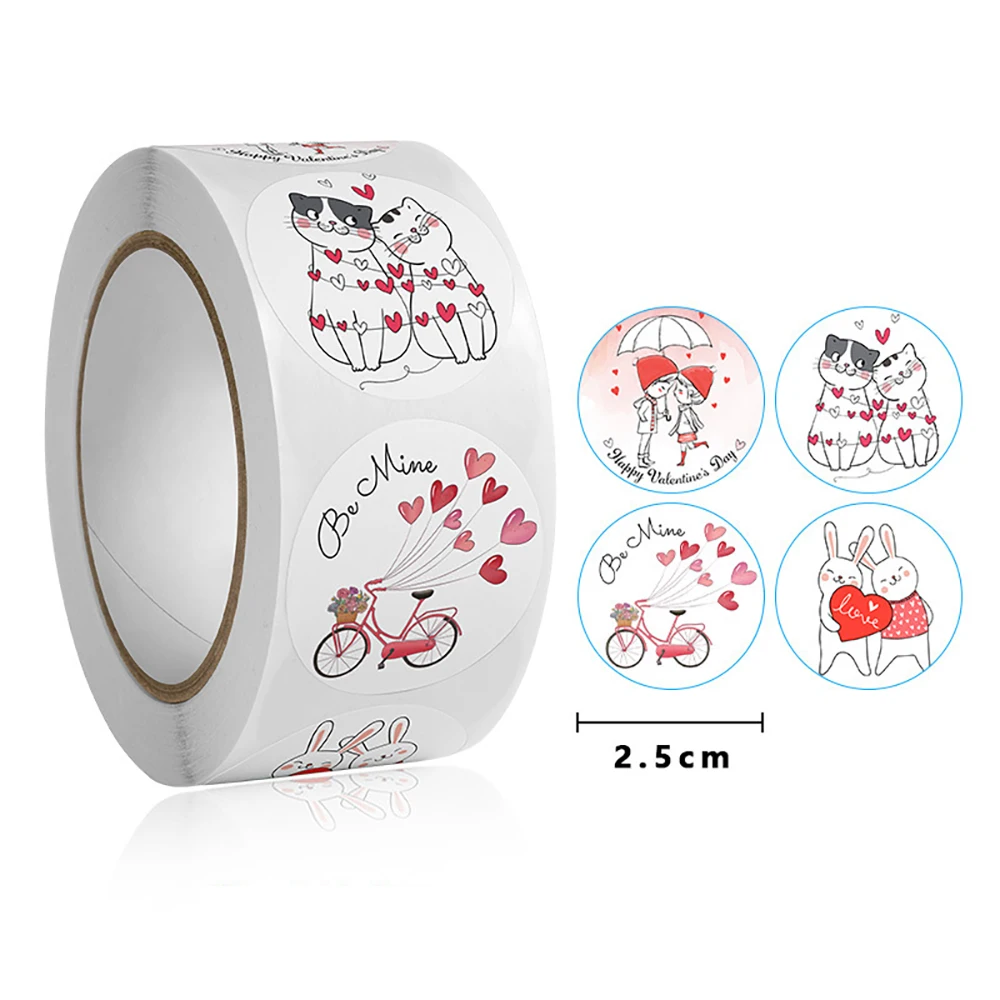 100-500pcs Heart Shaped Label Sticker for Love Valentine's Day Wedding Engagement Lover Romantic Gifts Decoration Seals Stickers 500pcs 2 5cm flower thank you love kawaii stickers merry christmas label wedding birthday decoration cute stationery stickers