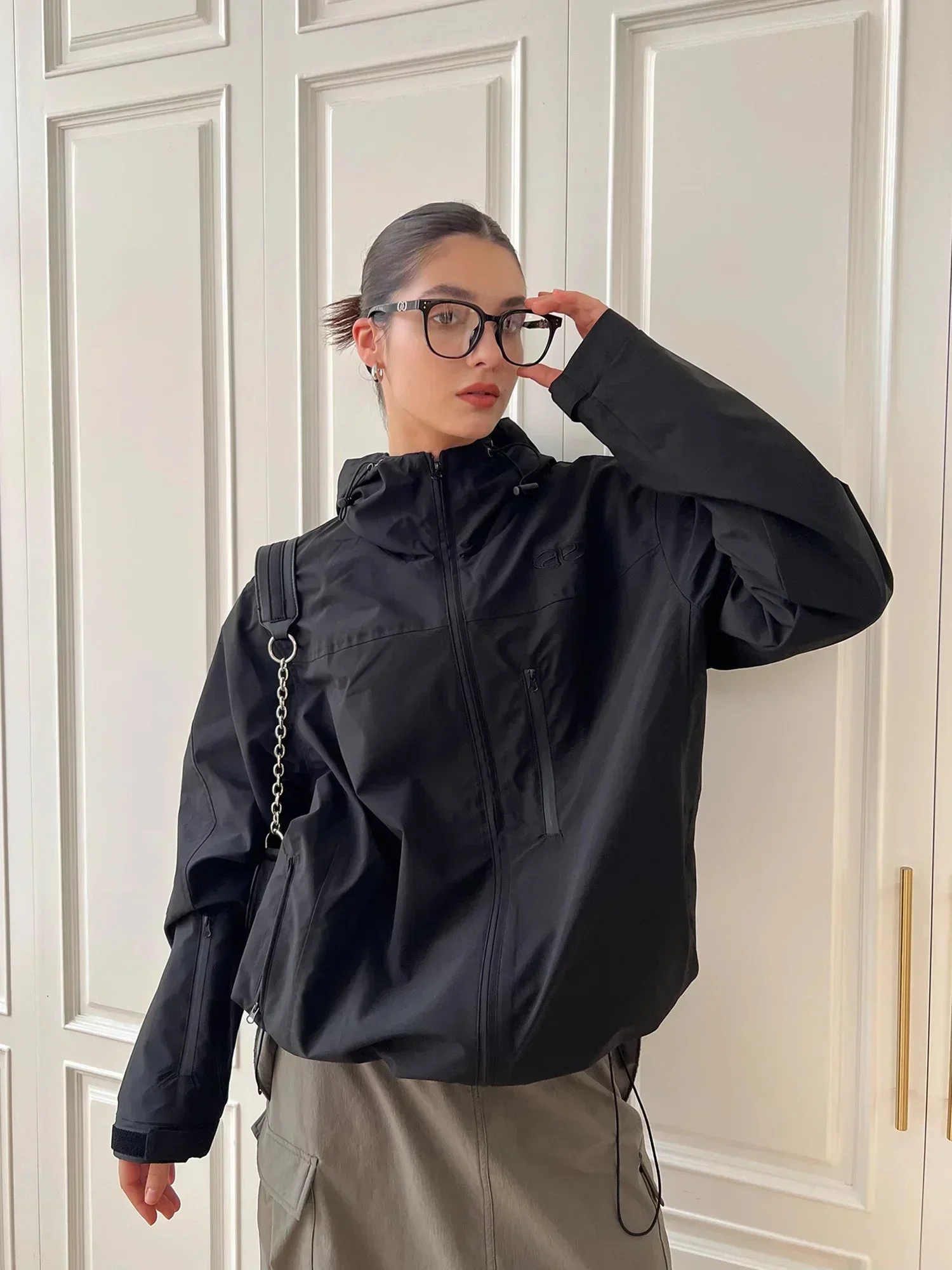 DAILOU Y2K Vintage Windbreaker Jacket Women Gorpcore