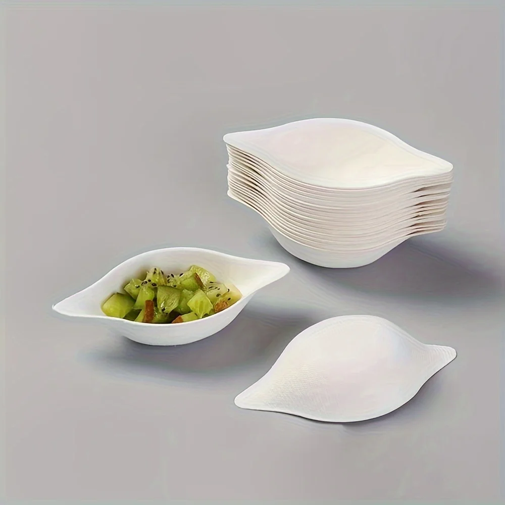 disposable sugarcane bagasse small bowl, lemon shaped, disposable tableware, sauce bowl, fruit cutting bowl 50pcs
