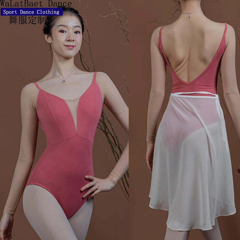 

2022 New Style Ballet Dance Leotards Exercise Clothes Sexy V-neck Long-sleeved Adult Gymnastics Tights Yoga Actress Costumes