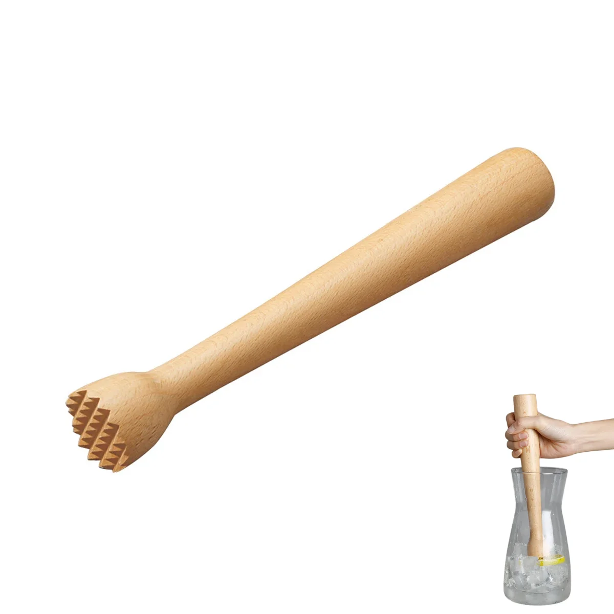 Premium Wooden Ice Muddler, Ergonomic Handle, Crush Ice and Muddle Fruits Effortlessly for the Perfect Drink Experience