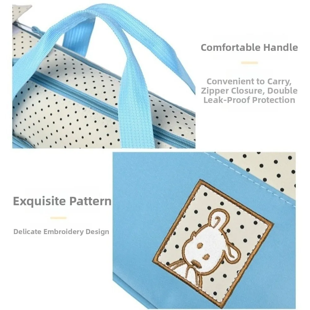 5Pcs/Set Large Capacity Baby Bag for Mom Changing Pad Multifunctional Newborn Accessories Bag Fashion Independent Bottle Pouch