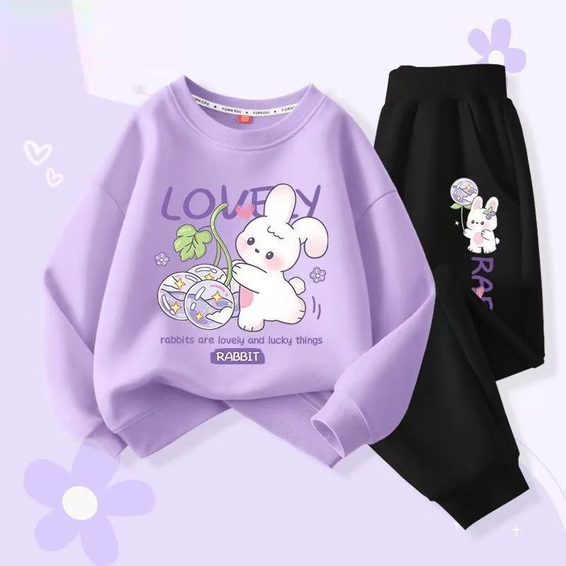 Autumn Baby Girls Clothes Set Heart Printed Sweatshirts Pullover Top Pants 2 Pieces Suit Children Sweet Tracksuits