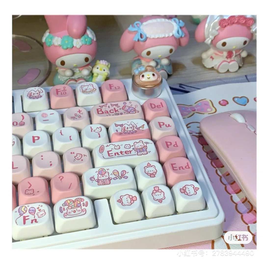 Bear Circus Backlit Keycaps Rgb Pbt Double-shot Key Cap para 60 61 84 104 Teclado Mecânico Perfil Moa 137 Teclas - Imagem 2