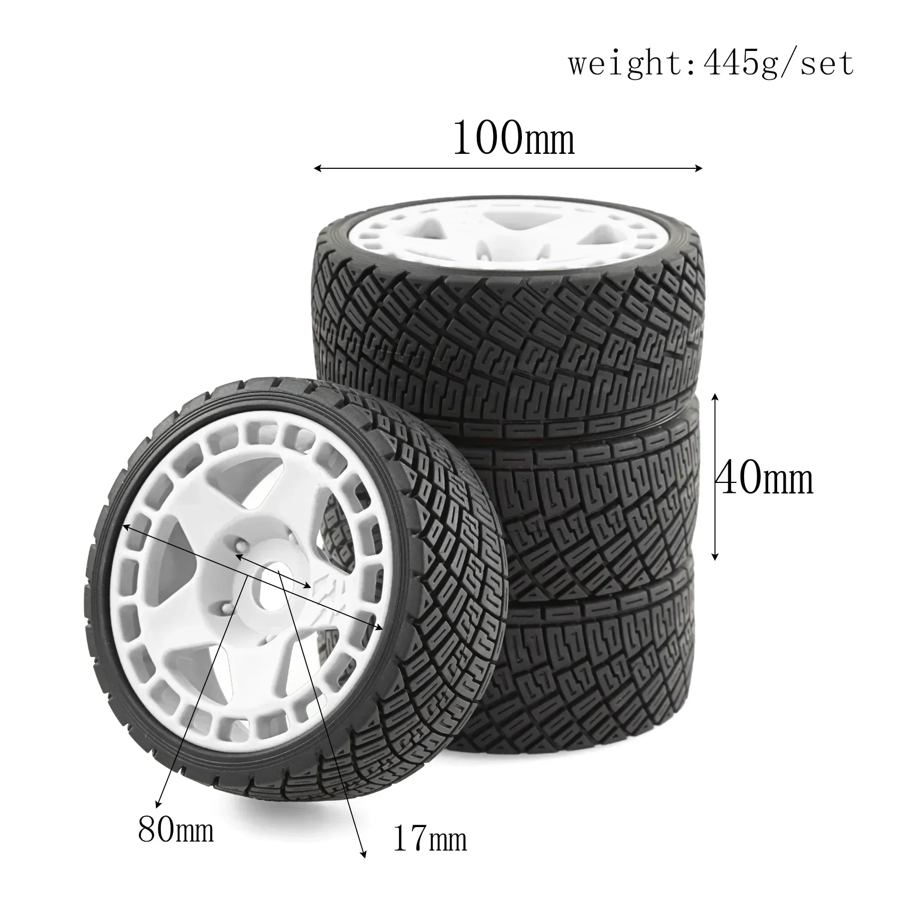 Pneus RC 1/8 1/7 Buggy 100mm 17mm Hex bleus et verts côte à côte, montrant le profil.