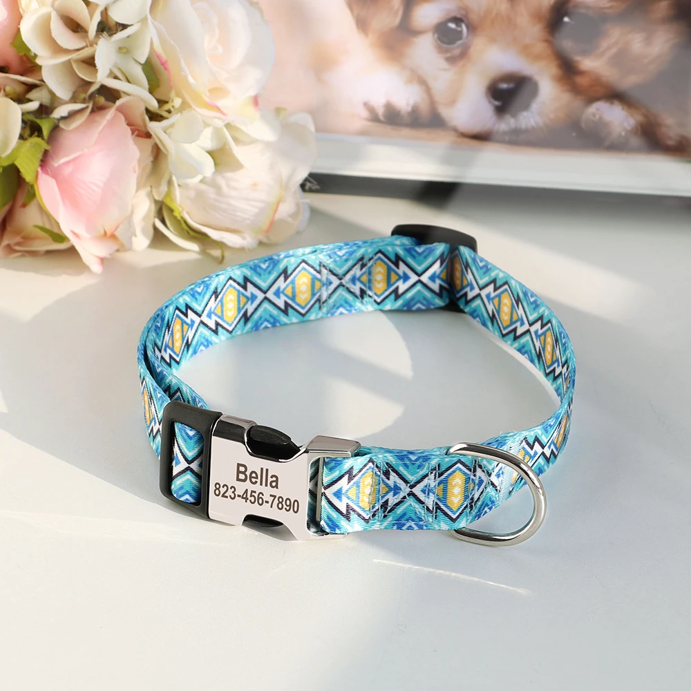 Title 10, Personalized Fashion Dog Collar Nylon Flower Pr...