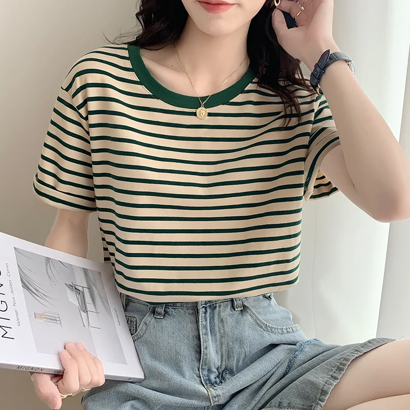 Maternity Clothes For Women Breastfeeding Tops Summer Short Sleeve Striped Splicing Pregnant T-Shirts Casual Nursing Clothing 4