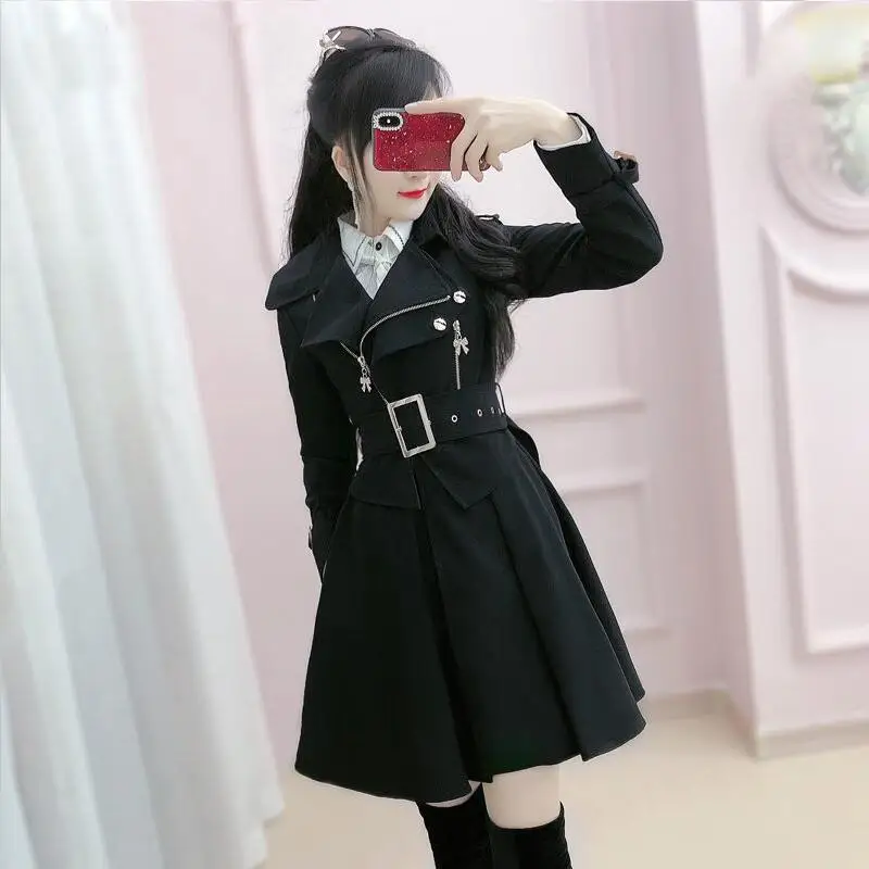 

New Windbreaker Women Jacket 2023 Spring Ladies Coat Long Slim Autumn Jackets Female Outerwear Black
