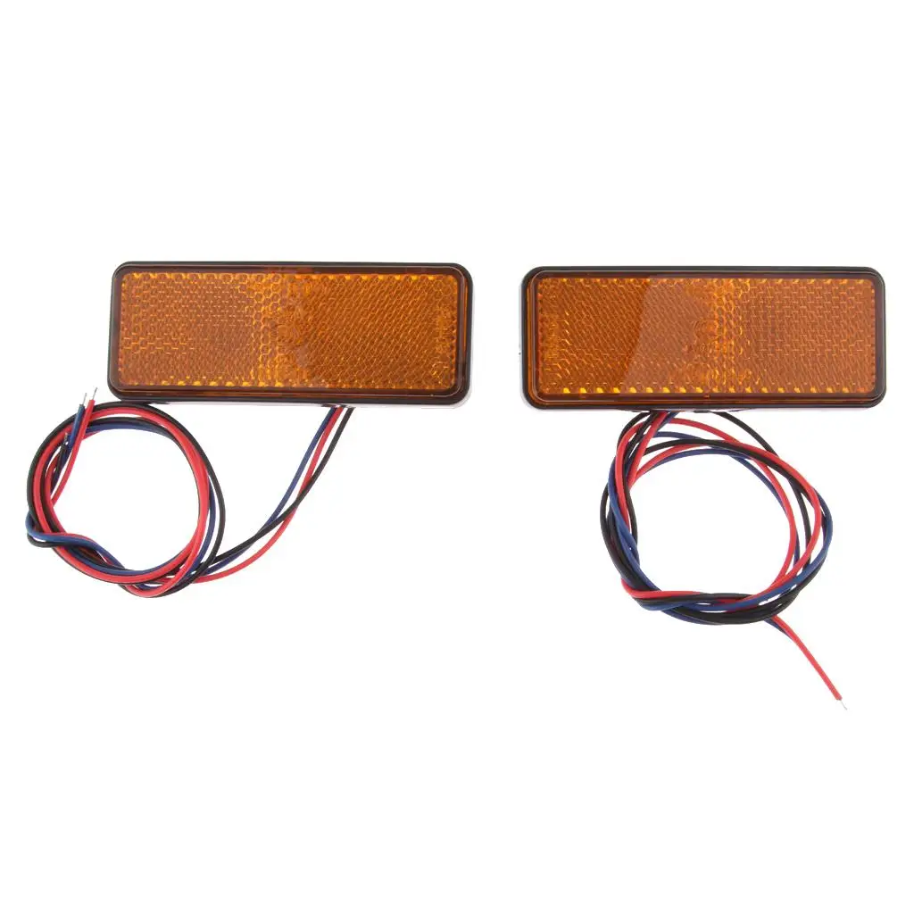 

1 Pair Red Lens LED Rectangle Reflectors Brake Light Lamp for Motorcycle