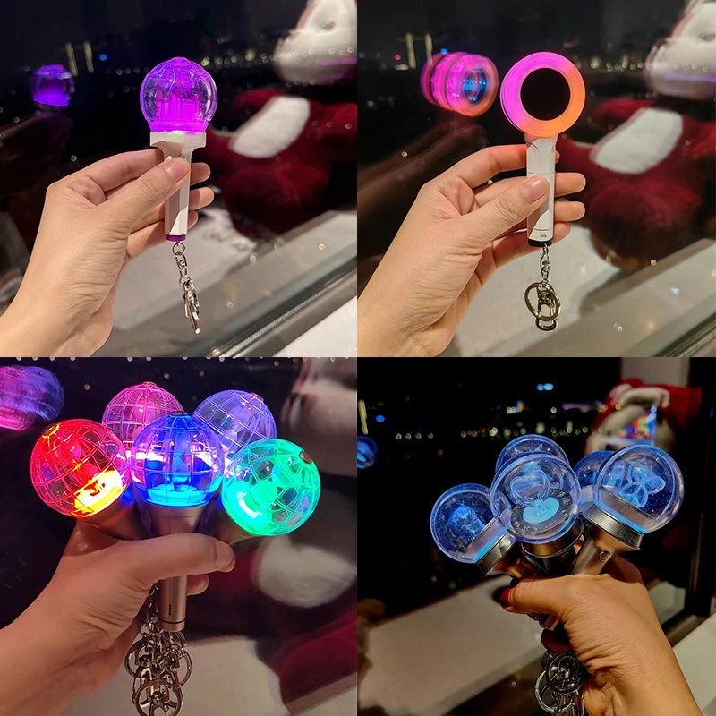 

Kpop Groups Mini Light Stick Keychains Creative Lights Keyrings Bag Pendant Key Tings Fans Collections Gifts With Batteries