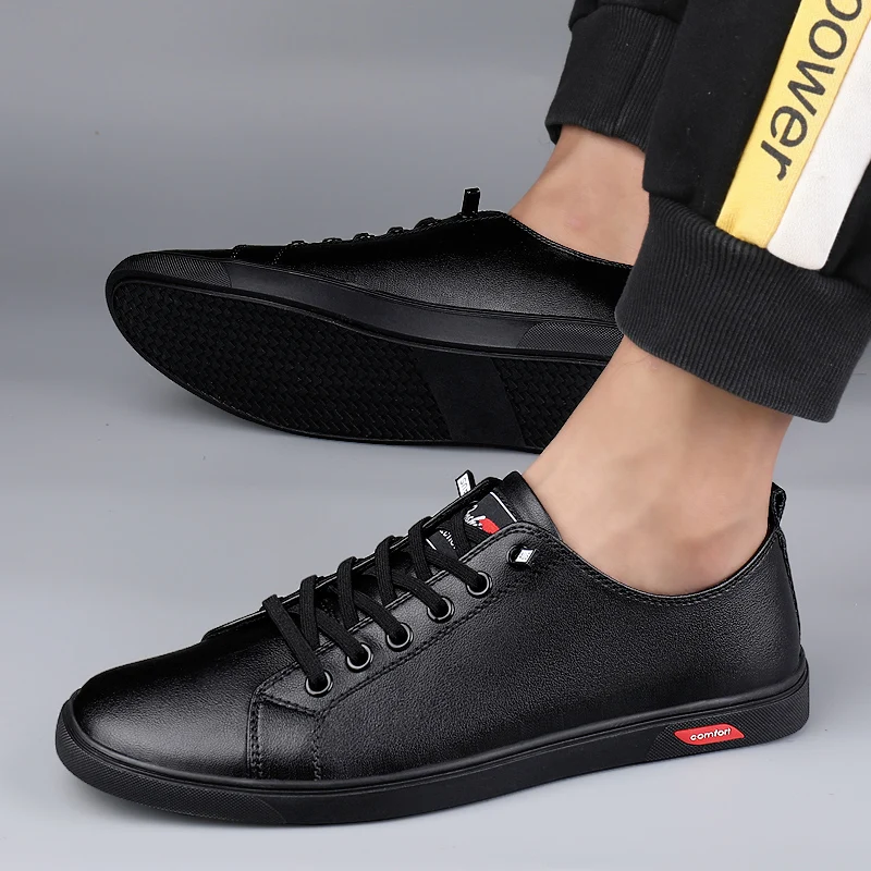 Genuine Leather Mens Luxury Brand Casual Shoes Fashion Handmade Classic White Shoes Outdoor Comfort Men Sneakers Business Office