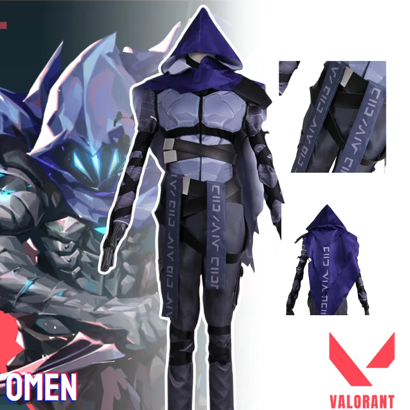 

Omen Cosplay Game Valorant Omen Cosplay Costumes Full Set Props Unisex Cloak Knitted Shirt Glove Belt Halloween Carnival