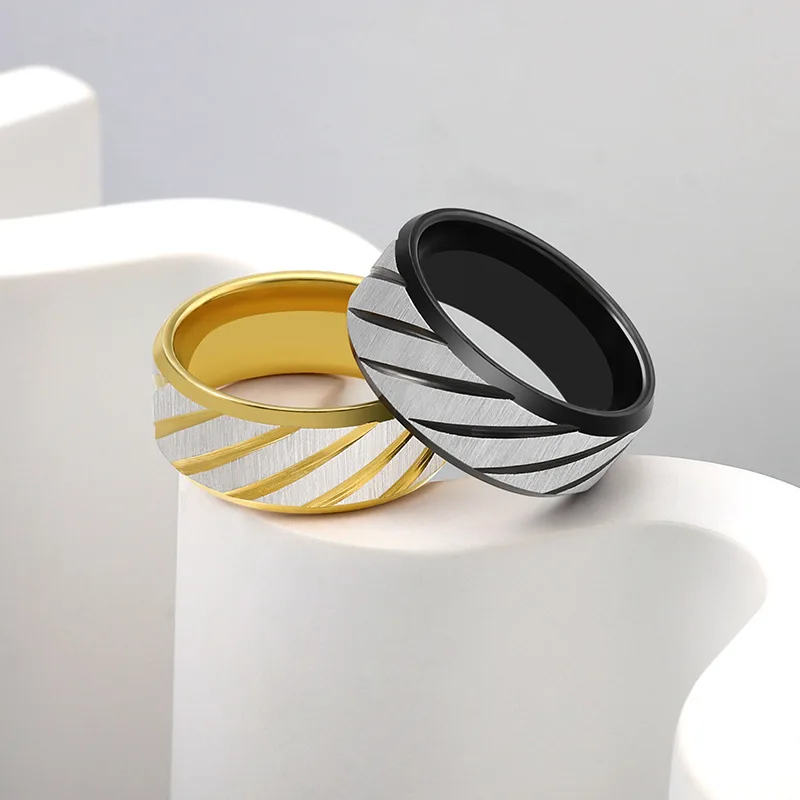 Men Rings Stainless Steel Oblique Line Finger Rings Anniversary Couple Jewelry finger rings fashion rings fashion ring couple rings stainless steel rings metal rings