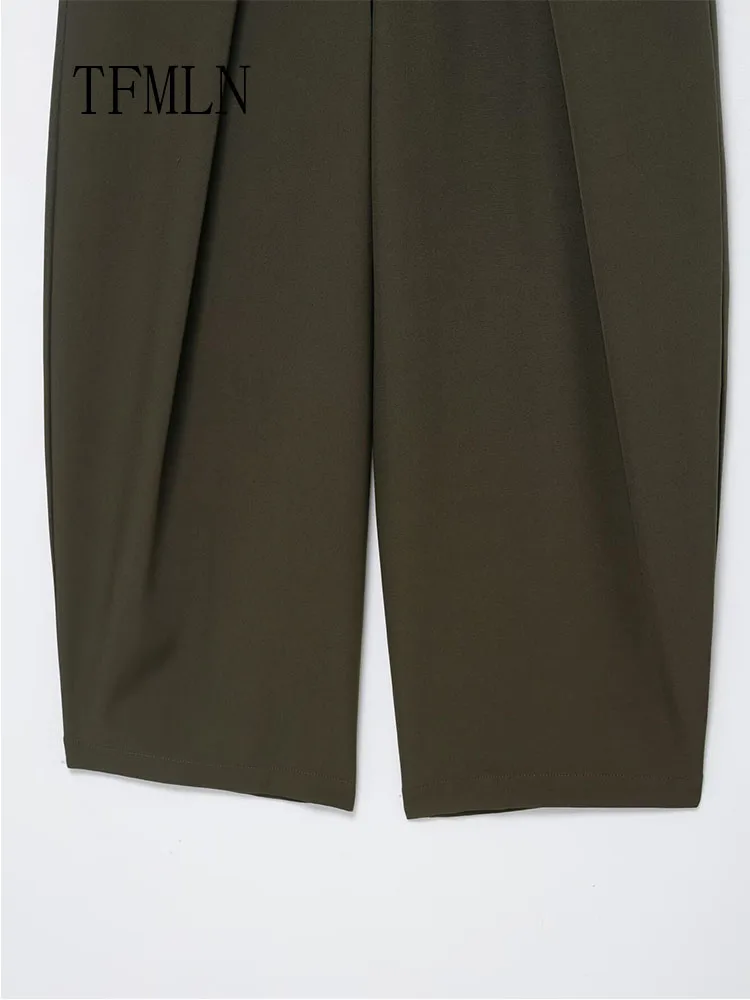 2026 New Women Casual High Waist Pants Fashion Pleated Straight Long Wide Leg Trousers Female Zipper Office Lady Bottoms Pants